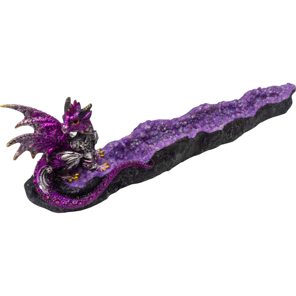 ドラゴン 龍 置物 宝珠付き パープル Amazon.com: Kheops International Purple Dragon on Geode Incense